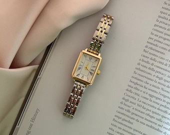 Reloj para mujer, Reloj de mujer chapado en oro, Reloj de diseño vintage, Relojes de acero inoxidable, Reloj delicado para mujer, Reloj presente de uso diario