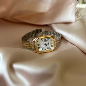 Gold & Silber Uhr für Frauen, Gold Damen Armbanduhr, zweifarbige Damenuhr, Vintage Uhren, einstellbare stilvolle Uhr, Geschenk für Sie Bild 3
