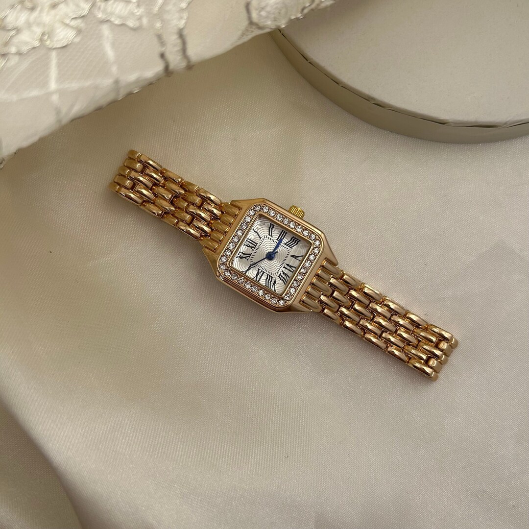Gold Plated Watch for Women, Gold Watch With Diamonds, Lovely Vintage