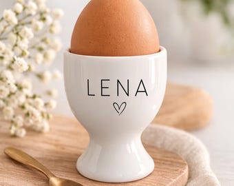 Personalisierte Keramik Eierbecher mit Spruch oder Wunschtext/Name | Geschenk | Individuell