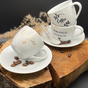 Espressotasse mit Untertasse Namen oder personalisiert Kaffee Geschenk Genuss Individuell Bild 3