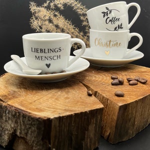 Espressotasse mit Untertasse Namen oder personalisiert Kaffee Geschenk Genuss Individuell Bild 1