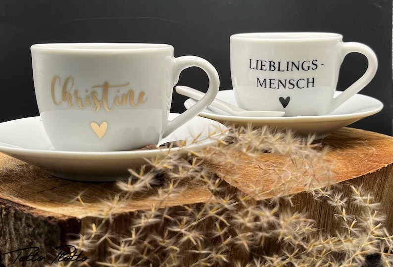 Espressotasse mit Untertasse Namen oder personalisiert Kaffee Geschenk Genuss Individuell Bild 2