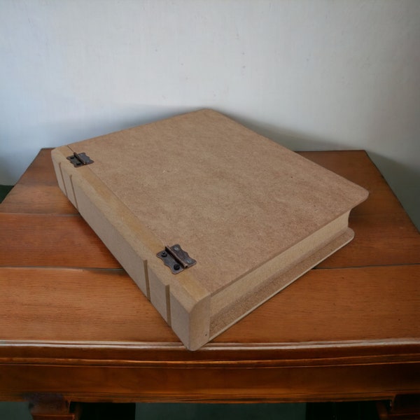 Unfertige Holzkiste in Buchform, Holzdekor, bemalbar, lackiert, Decoupage, benutzerdefinierte Rohholz DIY