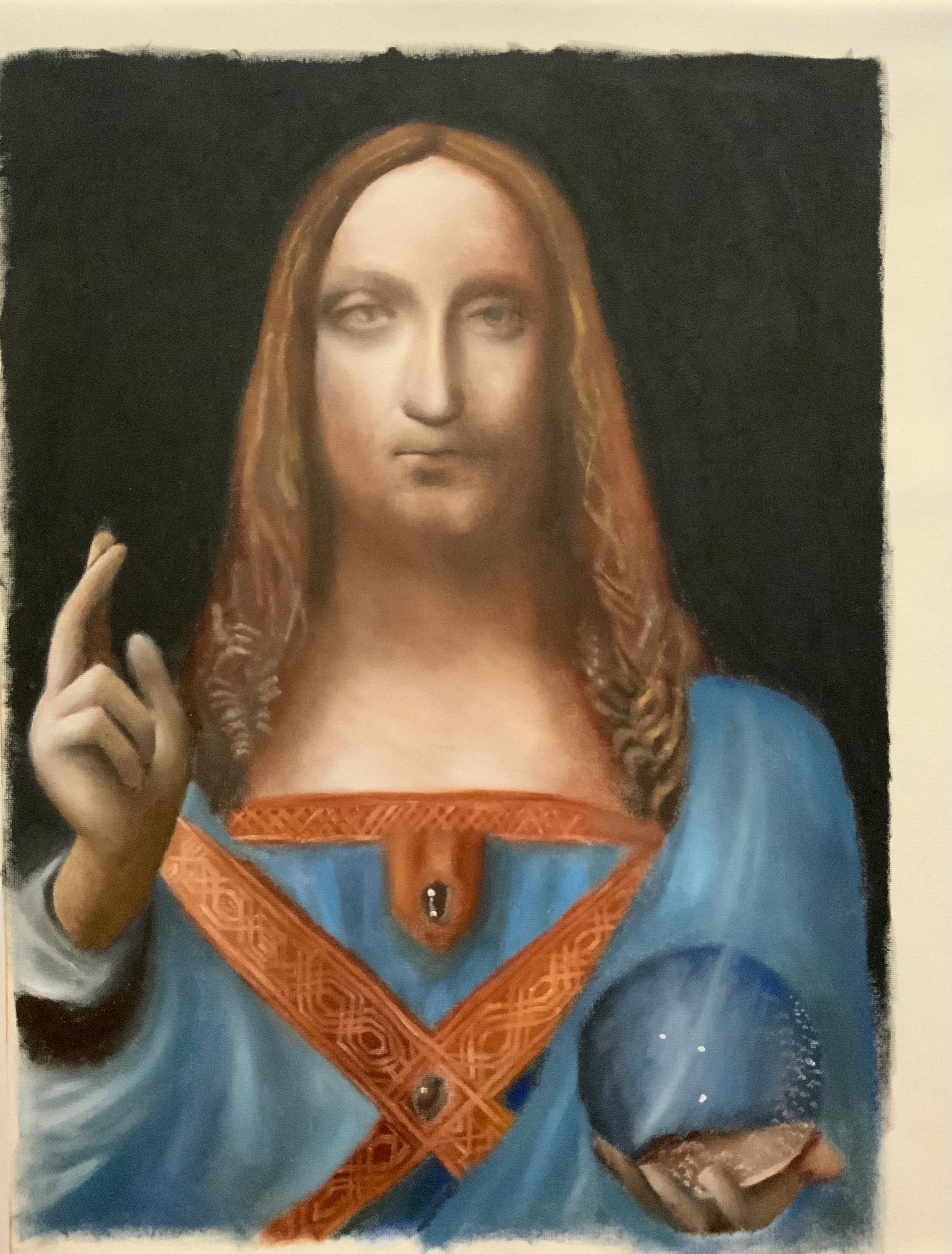 Leonardo Da Vincis Salvator Mundi 100 Handmade Oil Painting Reproduction Etsy