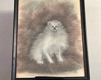 ポメラニアン犬の鉛筆画アートワークプリント：アーティストG Tymonの