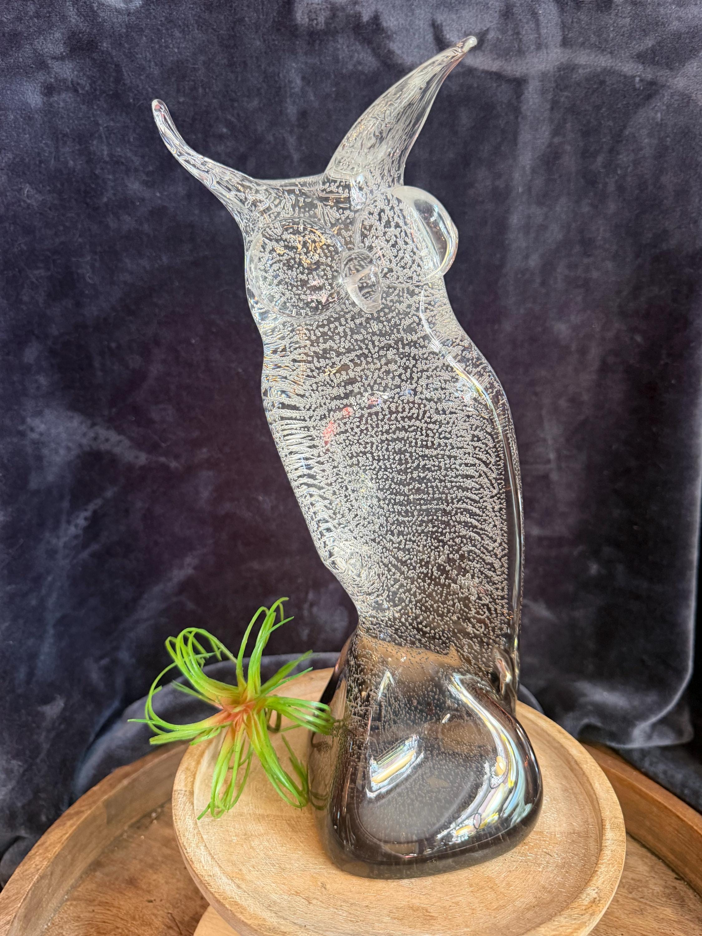 Vintage Murano Glass Owl Sculpture - Attributed to Licio Zanetti - Mid-Century Massello Bullicante A
