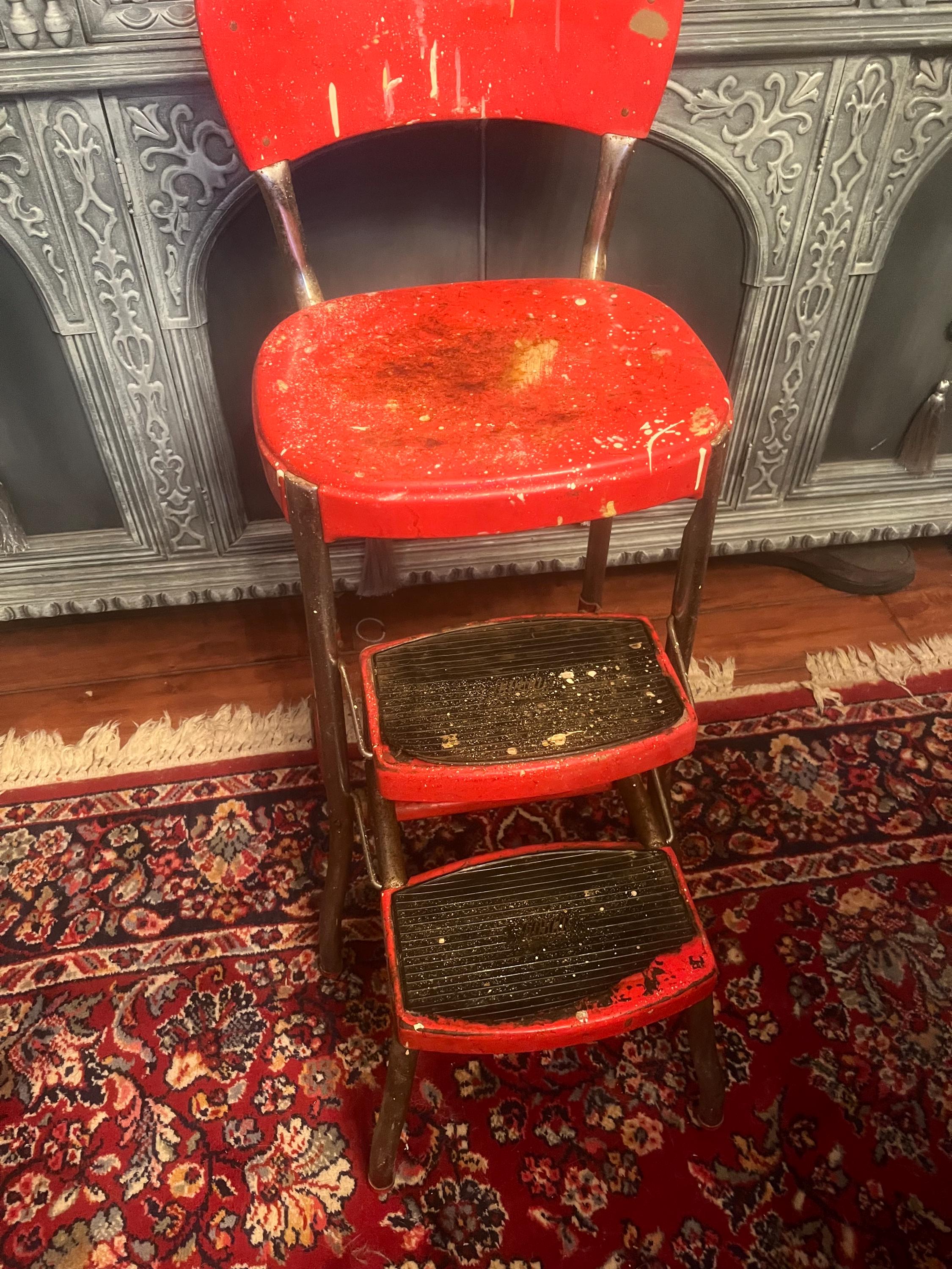 Vintage Red Cosco Kitchen Chair Step Stool - Mid Century MCM ...