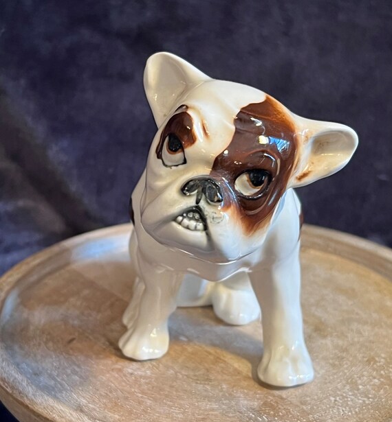 置物 CHALKWARE BULLDOG Vintage Chalkware Carnival Game Prize Bulldog 1930-40s Vintage