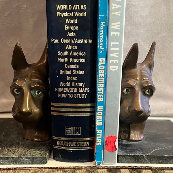 Vintage Scottie Bookends On Alberene Stone; Doorstops; paperweights; F.Graham Williams Co; charming Scottish terriers; mantle decor