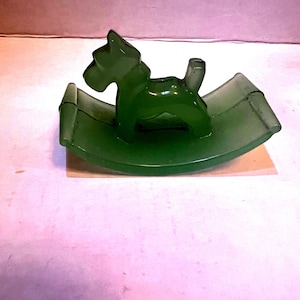 Vintage Jadeite Ink Blotter Scottish Terrier Scottie Dog Rocking Horse