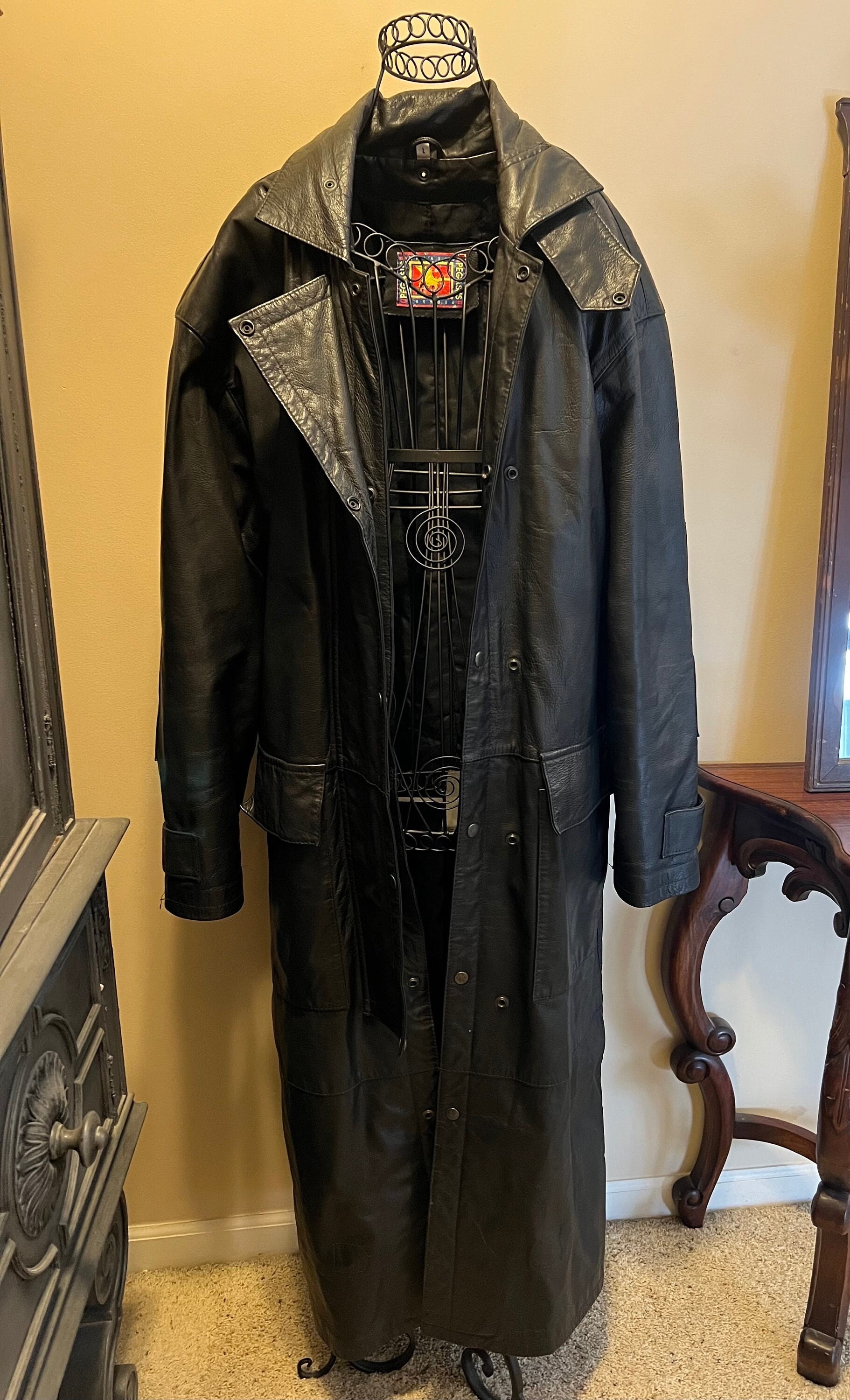 Black Leather Duster Coat Full Length Leather Coats Leather Duster
