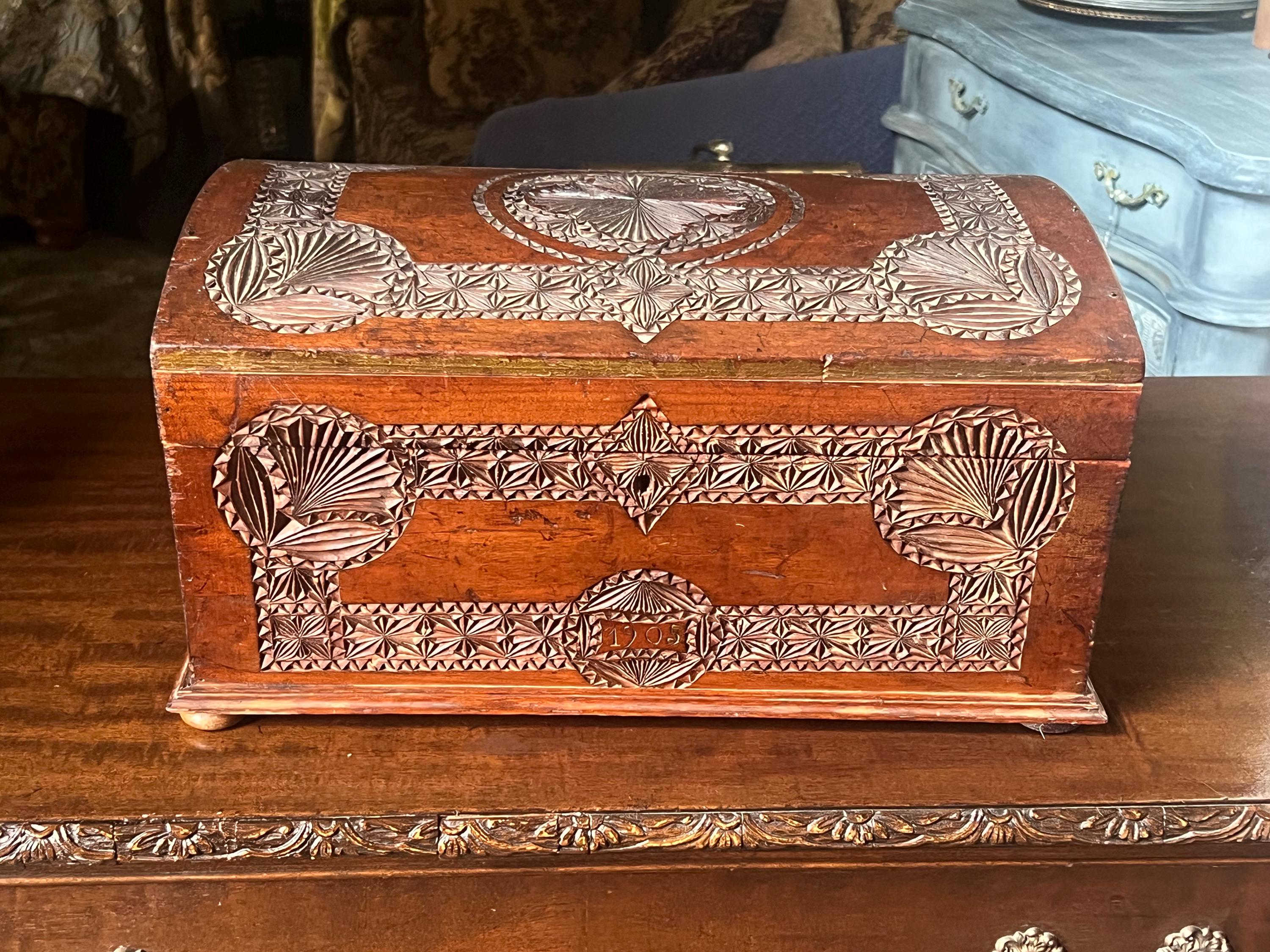 Antique 1905 Small Dowry Chest/hope Chest W/handles & Curved Lid