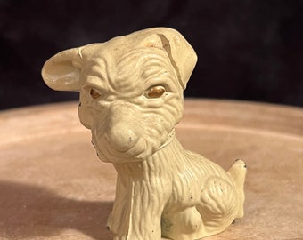 Cute vintage metal Scottie dog; marked Japan; cast metal dog; unique paperweight; Scottish terrier metal dog