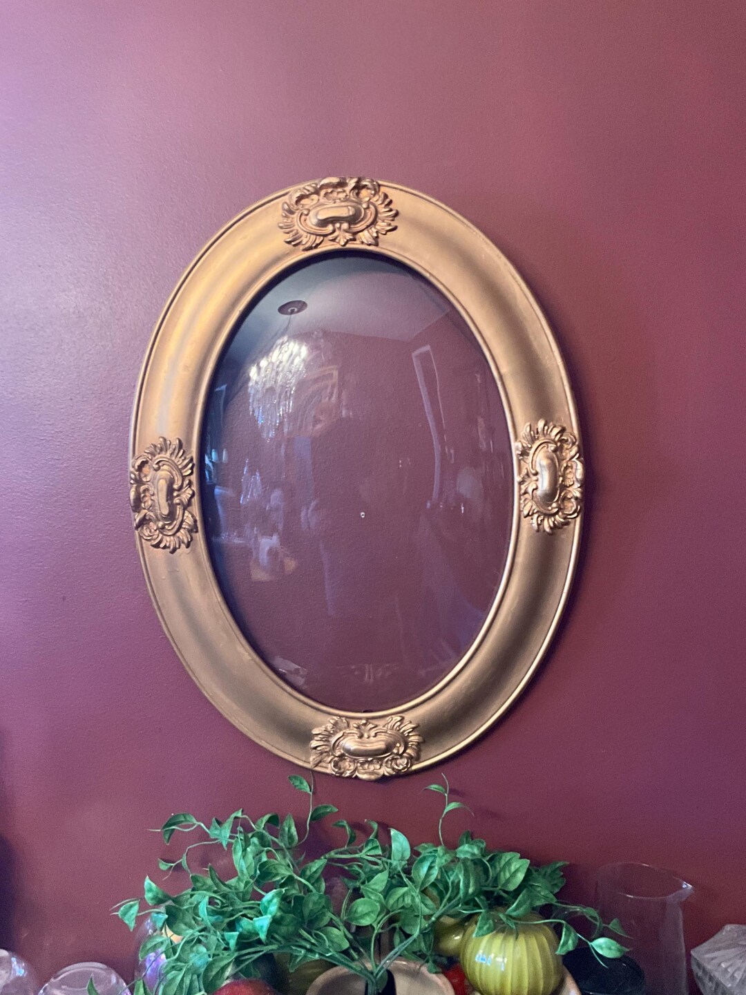Vintage Gold Ornate Oval Picture Frame With Convex Glass - Etsy
