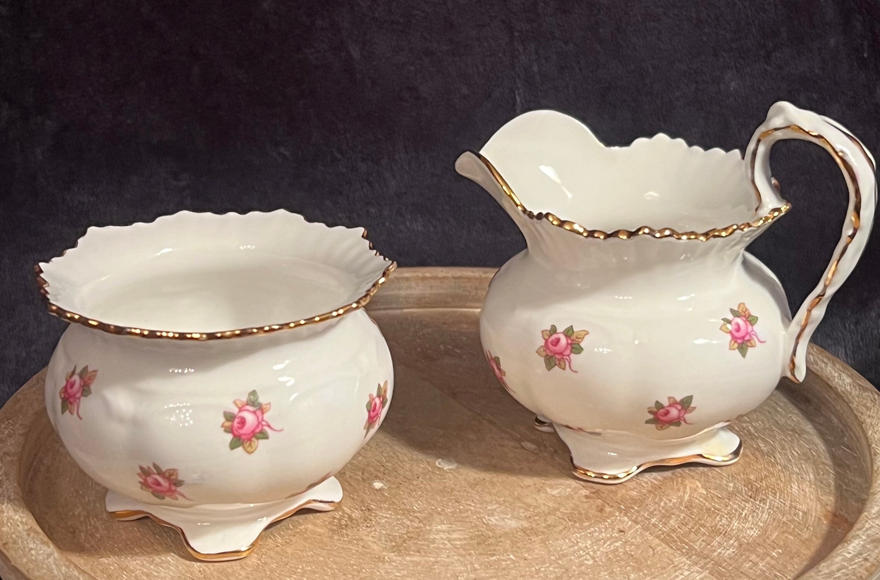 Gorgeous Aynsley Bone China Creamer & Sugar Bowl Set; Hathaway Rose ...