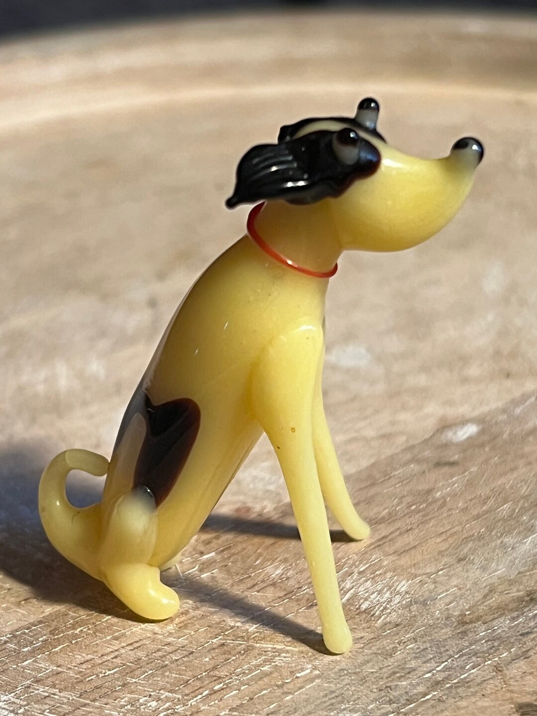 Vintage Glass Dog Figurine Miniature Yellow and Brown Terrier Etsy
