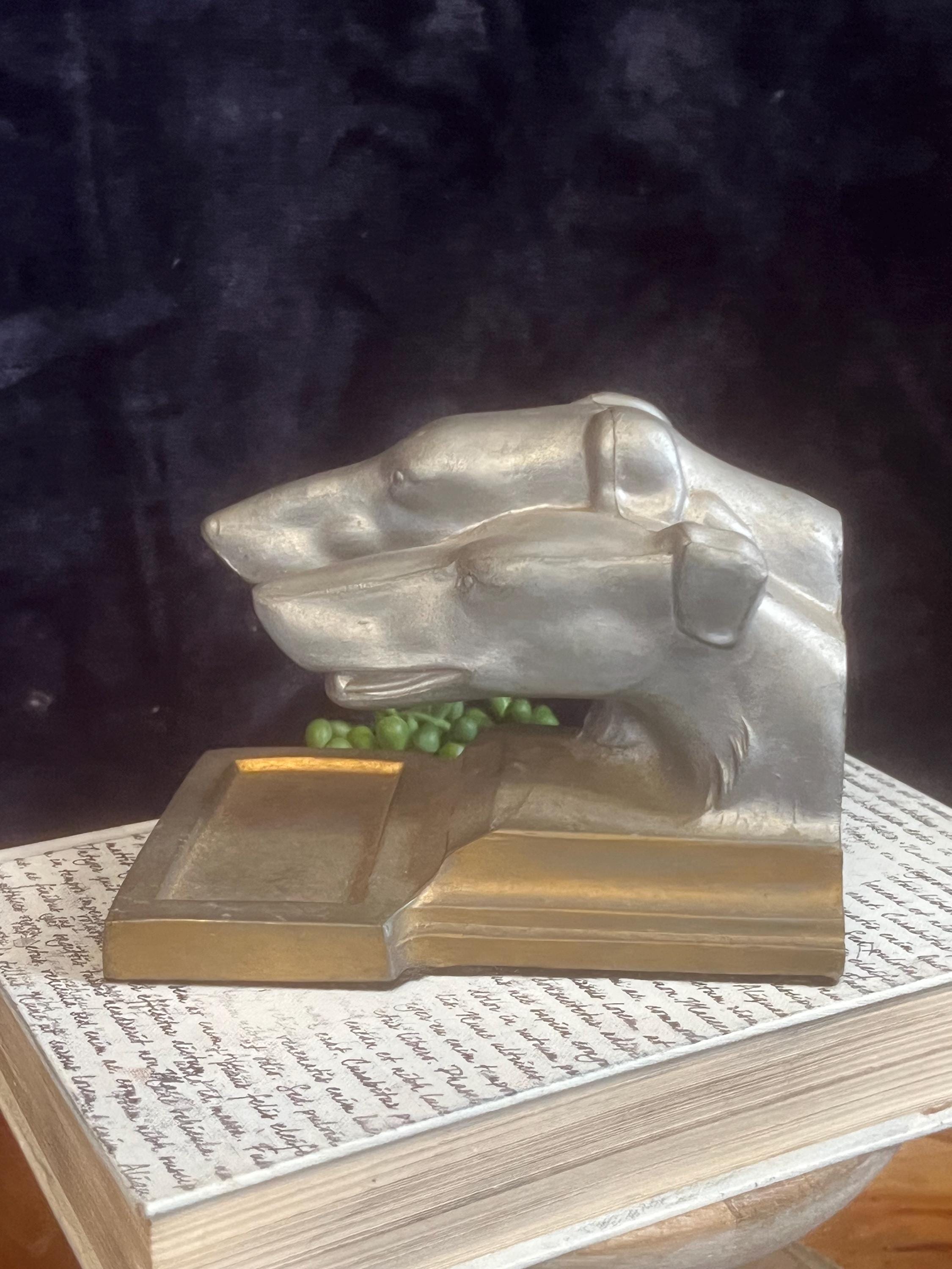 Vintage 1930s Art Deco Silver Cast Metal Greyhound/borzoi