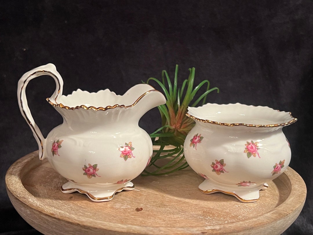 Gorgeous Aynsley Bone China Creamer & Sugar Bowl Set; Hathaway Rose ...