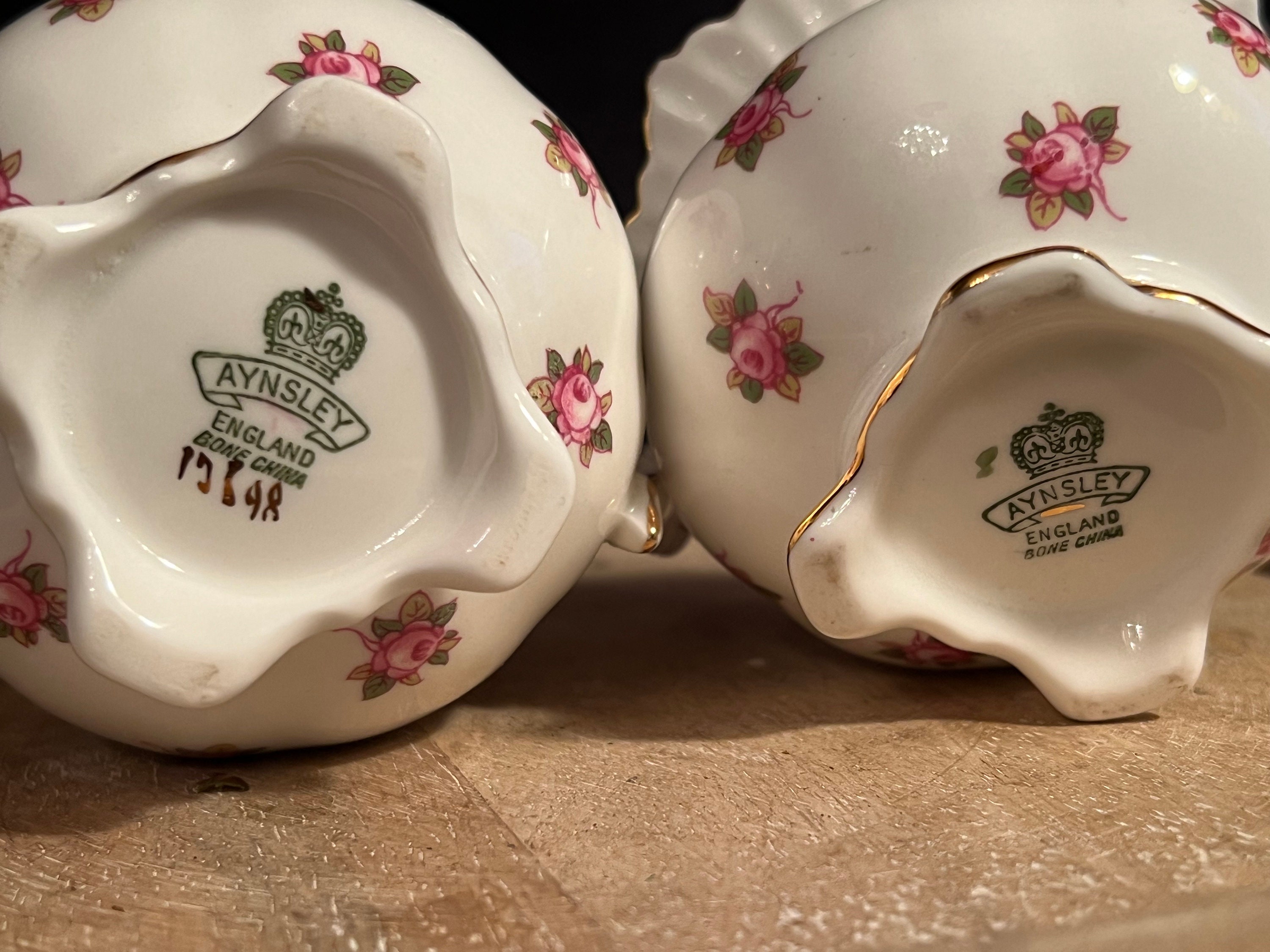 Gorgeous Aynsley Bone China Creamer & Sugar Bowl Set; Hathaway Rose ...