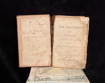 1849年発行の、非常に愛着のあった革装丁のアンティーク版『我らの主であり救い主であるイエス・キリストの新約聖書』