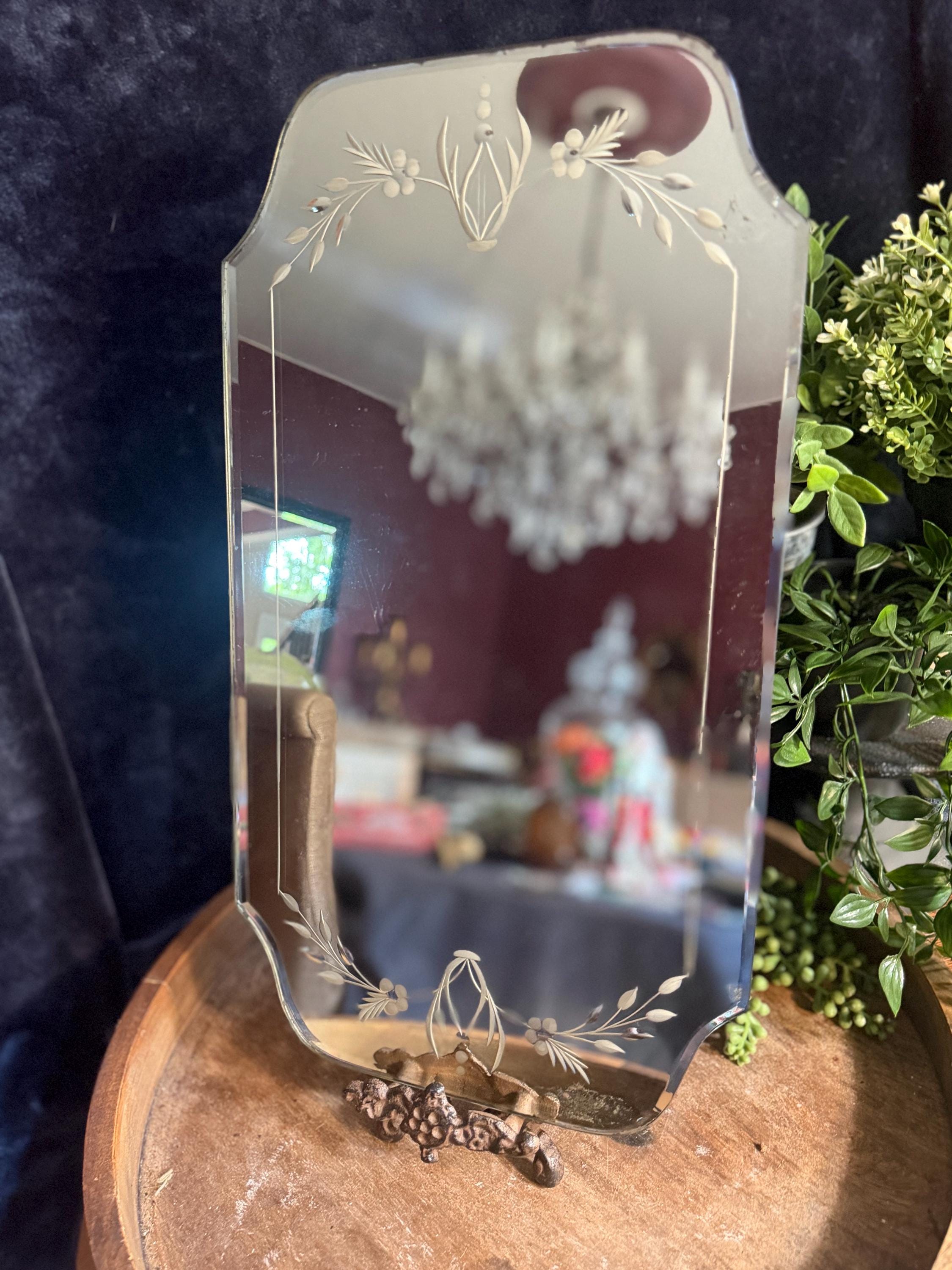 Antique Beveled Etched Mirror - Etsy