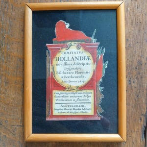 Cadre pour cabinet de curiosités, titrage d'une carte de Hollande du 17e siècle.
