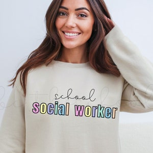 School maatschappelijk werker Sweatshirt | Schoolmaatschappelijk werker met ronde hals | Maatschappelijk werker shirts | lapsw tee | Lcsw tee | LMSW tee | msw trui cadeau