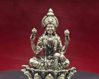 Pure silver Lakshmi  devi idol with antique finish , Return gift, Pooja gift,92.5 pure silver, Lakshmi idol