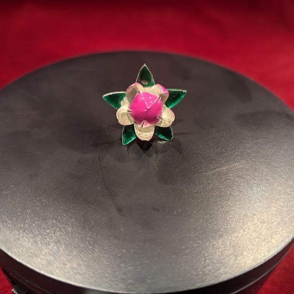 Pure Silver flower coated with enamel , Return gift, 92.5 pure silver , Pure silver lotus flower