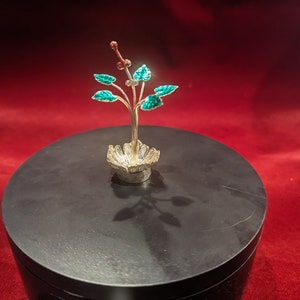 Pure silver gift ,Pure Silver Tulasi plant with enamel leaf, Return gift, pooja gift,housewarming gift,wedding gift