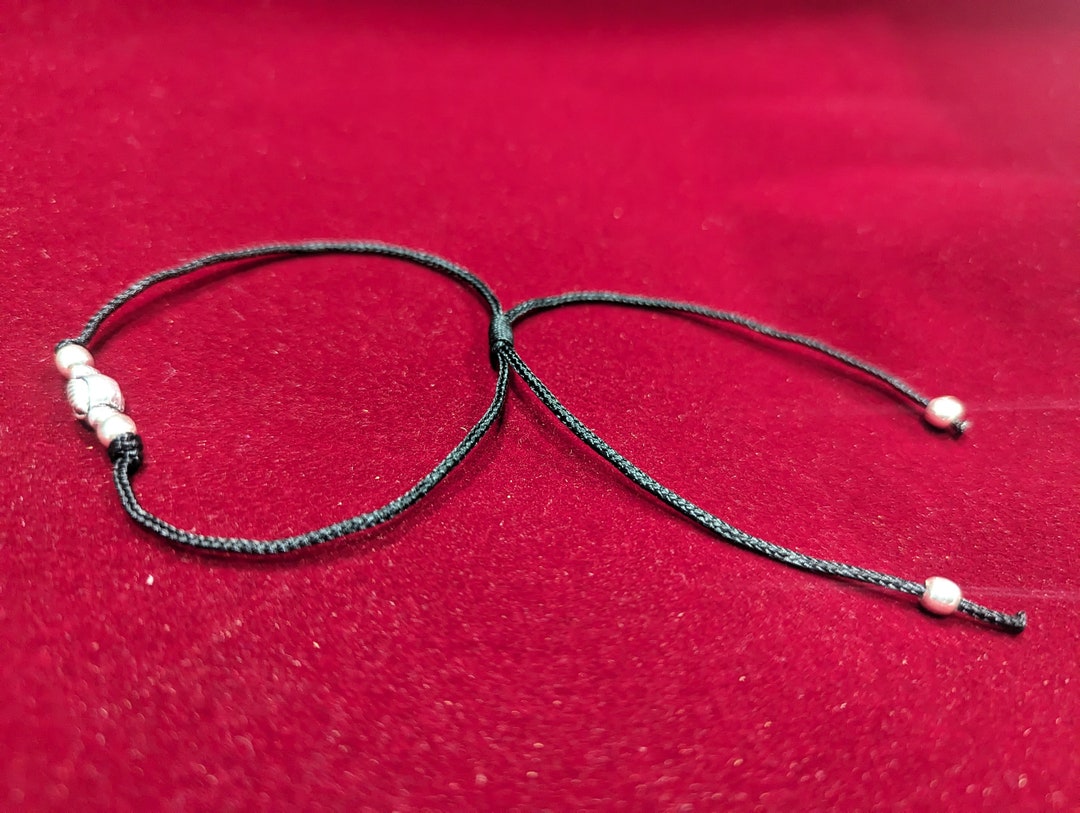 Pure Silver Gift,adjustable Black Thread for Anklet or Hand With Pure ...