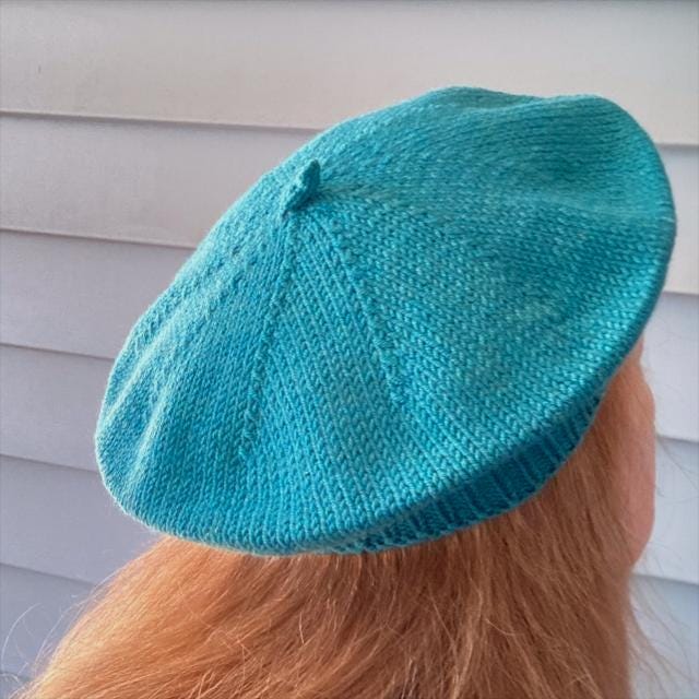 Handknit Teal Merino Wool Beret – Classic French Style - Etsy display picture 2