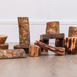 Natural Wooden Building Blocks Set – 20 pc | Montessori-Inspired, Eco-Friendly Toy | Handmade from Texas Trees | Non-Toxic, Heirloom Quality