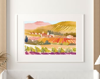 Tuscany Dream - Italian Vineyard - Original Watercolour Art - Digital Print - Instant Download