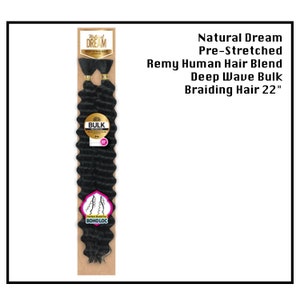 Natural Dream Pre-Stretched Remy Human Hair Blend Deep Wave Bulk Braiding Hair 22&quot;