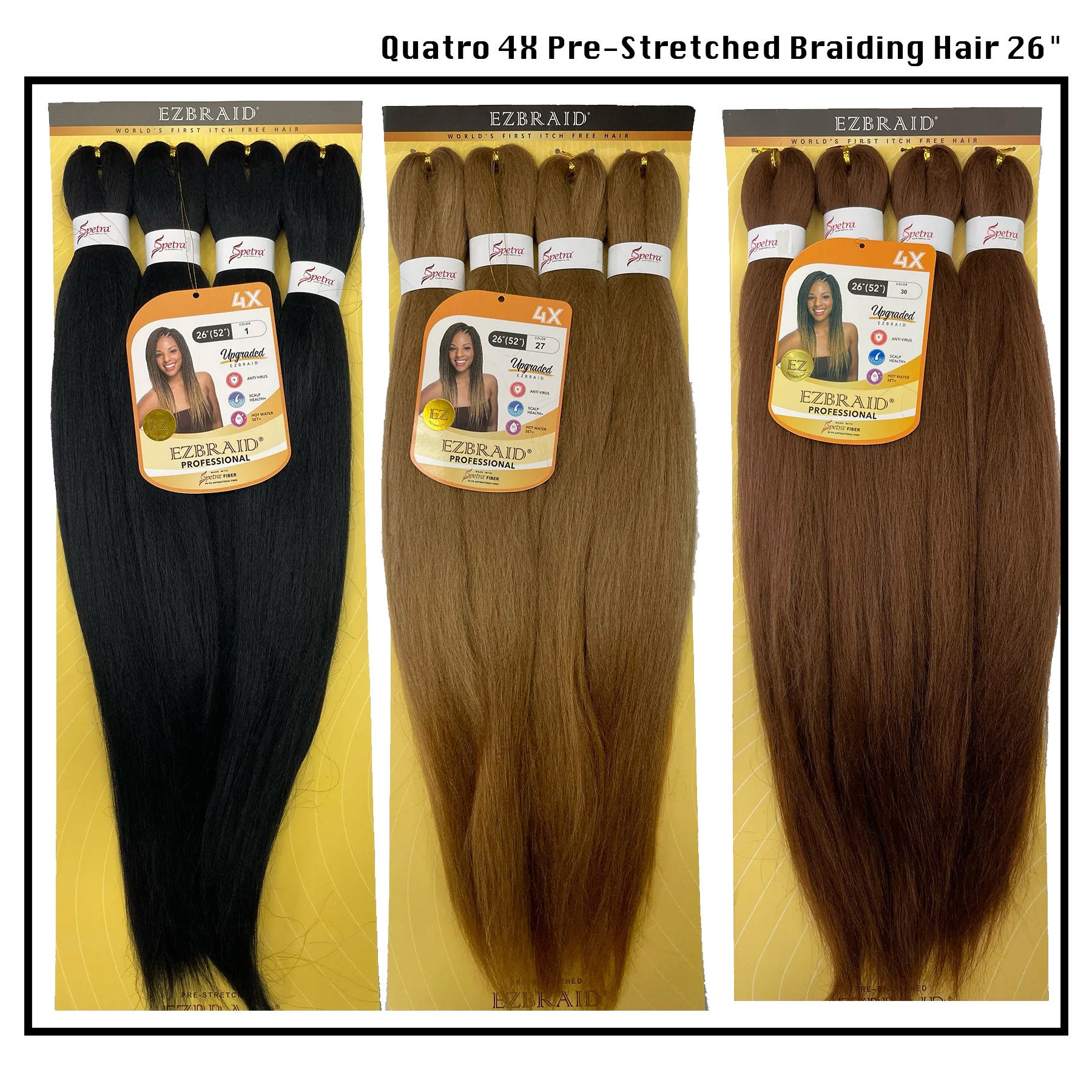 Quatro 4X Pre-stretched Braiding Hair Extension Pack 26" - Etsy