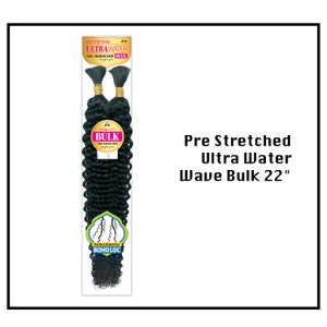 Pre Stretched Ultra Water Wave Bulk 100% Human Braiding Hair 22&quot;