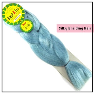 Silky Braiding Hair Extension Vegan Synthetic Braid In Green and Blue Color Tones
