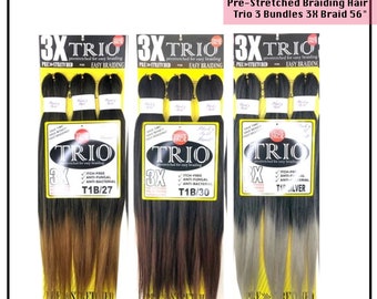 Pre-Stretched Braiding Hair Trio 3 Bundles 3X Braid 56"