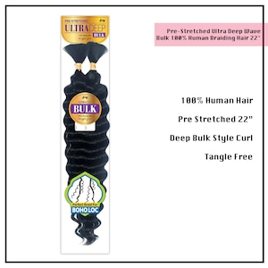 Pre-Stretched Ultra Deep Wave Bulk 100% Human Braiding Hair 22&quot;