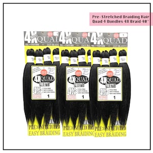 Pre-Stretched Braiding Hair Quad 4 Bundles 4X Braid 40&quot;