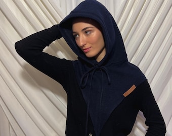 Warm Wool Knitted Hood Helmet & Winter Cowl Neck Warmer for Women