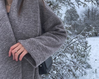 Wool Wrap Cardigan –  Warm Cozy Winter Poncho Jacket