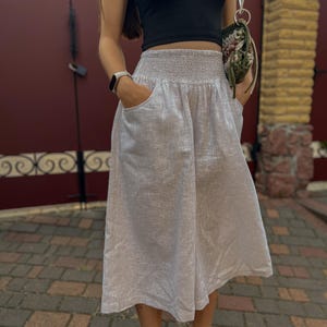 Linen wide leg pants with hight waist - Casual Plus Size Linen Culottes