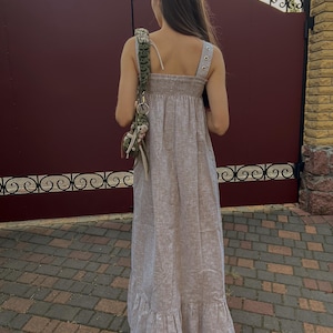 Long linen  dress  with Pockets - Summer Dress Sleeveless Plus size clothing Woolinencraft style