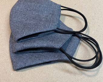 Handmade 100% Wool Dust Protection Mask  Ready to Ship Adjustable Organic Tweed and Cotton Face Covering Washable Outdoor Mask with 3 Layers