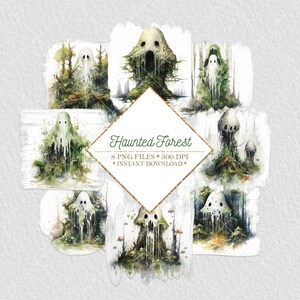 Acuarela fantasma bosque encantado Clip Art - PNG - Descarga instantánea