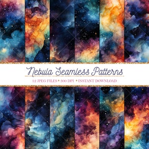 Nebula - Galaxy - Space - Stars - Seamless Patterns - Digital Paper - PNG - Instant Download