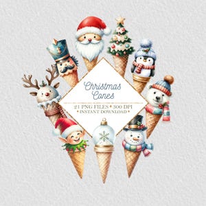 Aquarell Weihnachts-Eistüten - Clip Art - PNG - Instant Download